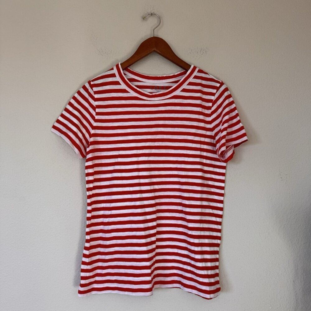 Loft Striped Everyday Crew Tee Red And White Size Small 100% Cotton - Picture 7 of 7